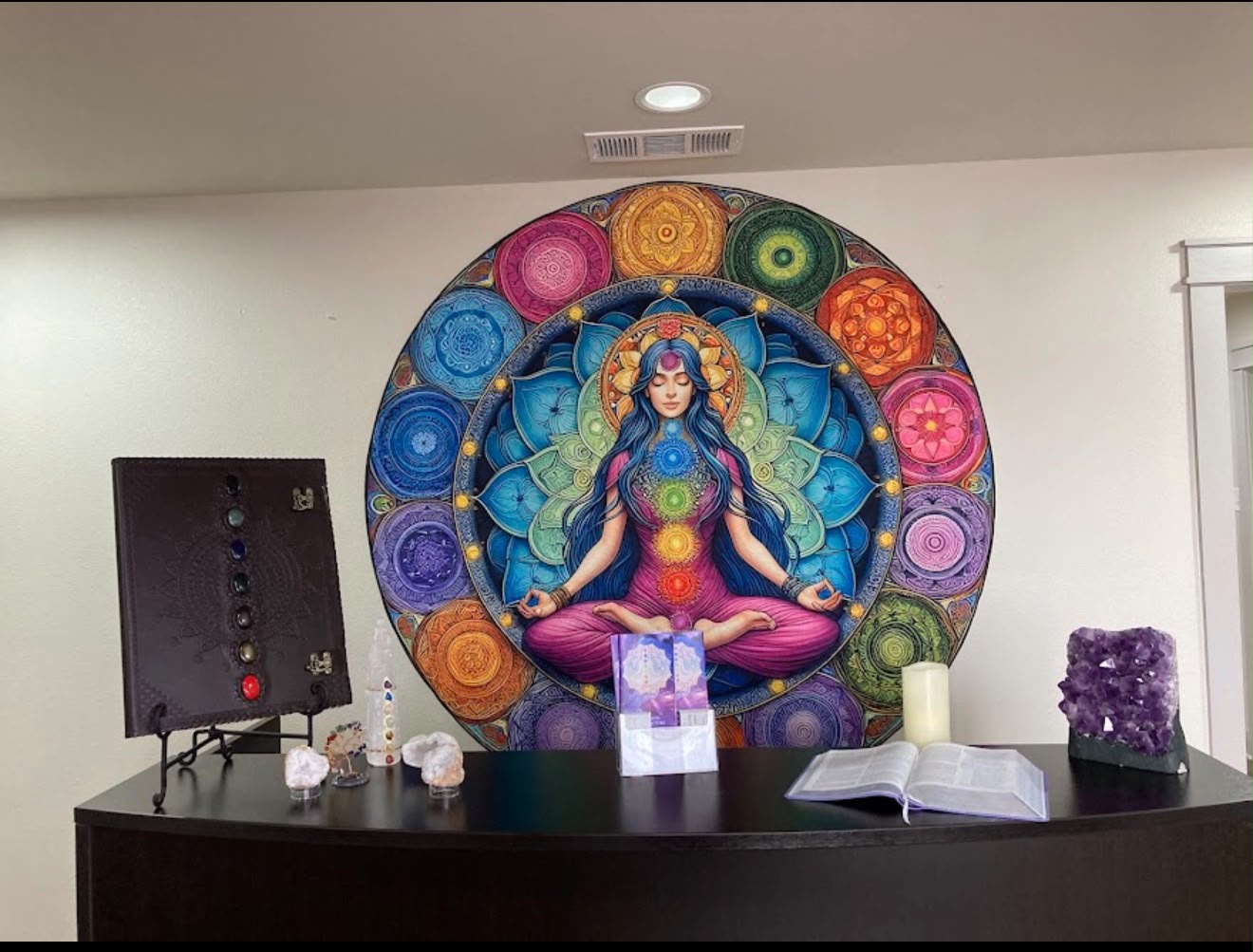 7-Chakra Mandala Altar & Crystal Geodes